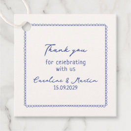 Whimsical, blauwe hand getrokken bruiloft bedankt bedankjes labels