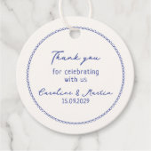 Whimsical, blauwe hand getrokken bruiloft bedankt bedankjes labels (Voorkant)