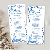 Whimsical Blauwe Hand Getrokken Bruiloft Menu