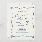 Whimsical Blauwe Hand Getrokken Bruiloft Save The Date (Voorkant)