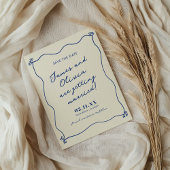 Whimsical Blauwe Hand Getrokken Bruiloft Save The Date