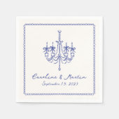 Whimsical, blauwe hand getrokken bruiloft servette servet (Voorkant)