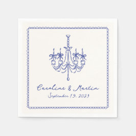 Whimsical, blauwe hand getrokken bruiloft servette servet