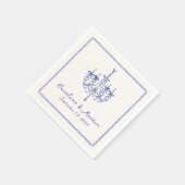 Whimsical, blauwe hand getrokken bruiloft servette servet (Hoek)