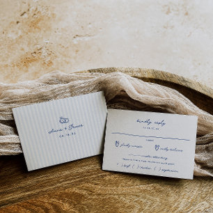 Whimsical Blauwe Hand Getrokken Maaltijd Keuze Bru RSVP Kaartje