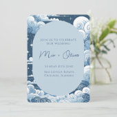 Whimsical Blauwe Hemelse Print Kaart (Staand voorkant)