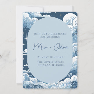 Whimsical Blauwe Hemelse Print Kaart