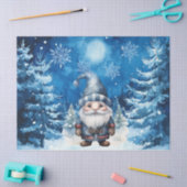 Whimsical Blauwe Kerst Gnoom & Sneeuwvlokken Tissuepapier (Craft)