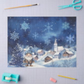 Whimsical Blauwe Kerst Gnoom & Sneeuwvlokken Tissuepapier (Craft)