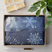 Whimsical Blauwe Kerst Gnoom & Sneeuwvlokken Tissuepapier (Geschenk)