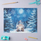 Whimsical Blauwe Kerst Gnoom & Sneeuwvlokken Tissuepapier (Craft)