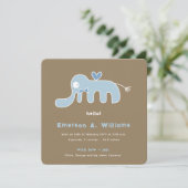Whimsical Blauwe Olifant Liefde Baby Jongen Foto G Aankondiging (Staand voorkant)