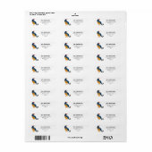 Whimsical Blauwe Patrijs Handgetekend Retouradres Etiket (Full Sheet)