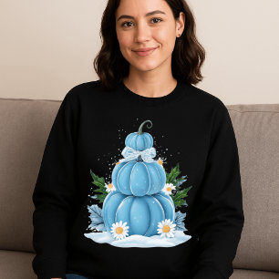 Whimsical blauwe pompoen gezellig seizoensgebonden trui