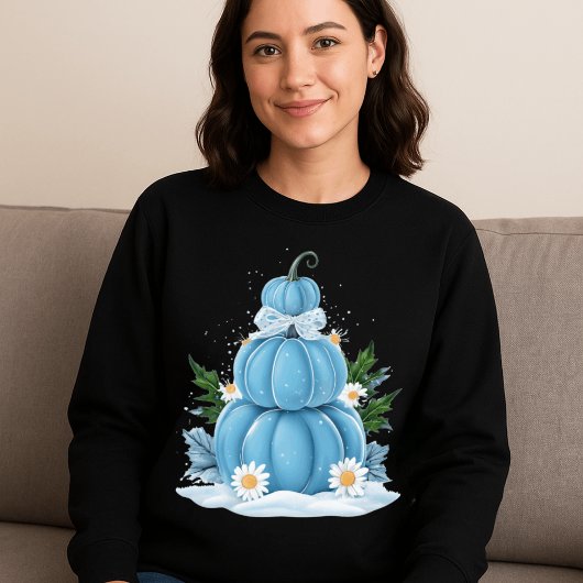 Whimsical blauwe pompoen gezellig seizoensgebonden trui