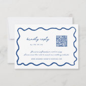 Whimsical Blauwe QR Code Bruiloft RSVP Kaartje (Voorkant)