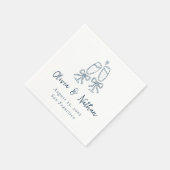 Whimsical Blauwe Retro Handgetekende Boog Bruiloft Servet (Hoek)