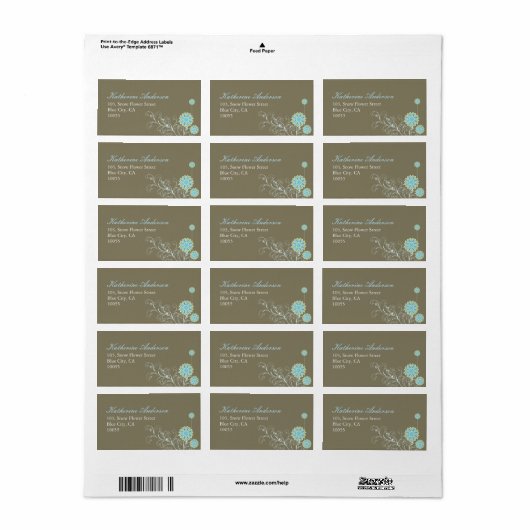 Whimsical Blauwe Sneeuwbloem Bruiloft Adresetikett Etiket (Full Sheet)