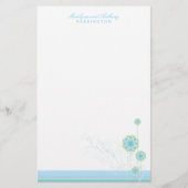 Whimsical Blauwe Sneeuwbloem wervelt Winter Bruilo Briefpapier (Voorkant)