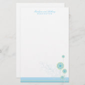 Whimsical Blauwe Sneeuwbloem wervelt Winter Bruilo Briefpapier (Voorkant / Achterkant)