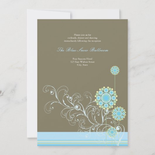 Whimsical Blauwe Sneeuwbloem wervelt Winter Bruilo Kaart (Achterkant)