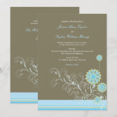 Whimsical Blauwe Sneeuwbloem wervelt Winter Bruilo Kaart (Voorkant / Achterkant)