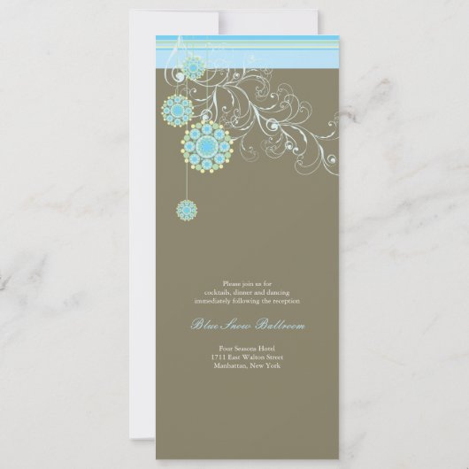 Whimsical Blauwe Sneeuwbloem wervelt Winter Bruilo Kaart (Achterkant)