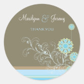 Whimsical Blauwe Sneeuwbloem wervelt Winter Bruilo Ronde Sticker (Voorkant)