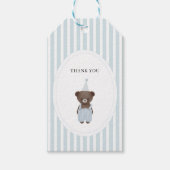 Whimsical blauwe teddybeer bedankt cadeaulabel (Voorkant)