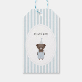 Whimsical blauwe teddybeer bedankt cadeaulabel