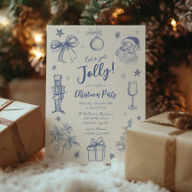 Whimsical Blauwe Vintage Kerstvakantie Feest