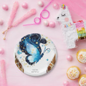 Whimsical Blauwe Vlinder Verjaardag Papieren Bordje (Feest)