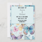Whimsical Blauwe Vlinders Bruiloft Kaart (Voorkant)