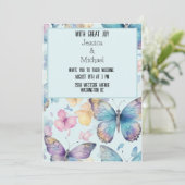 Whimsical Blauwe Vlinders Bruiloft Kaart (Staand voorkant)