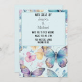 Whimsical Blauwe Vlinders Bruiloft Kaart (Voorkant / Achterkant)