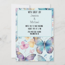 Whimsical Blauwe Vlinders Bruiloft Kaart