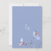 Whimsical Blauwe Vlinders Monogram Bruiloft Kaart (Achterkant)