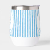 Whimsical Blauwe Witte Streep Preppy Monogram (Links)
