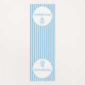 Whimsical blauwe witte streep preppy monogram yogamat (Voorkant)