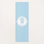 Whimsical blauwe witte streep preppy monogram yogamat (Voorkant)