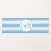 Whimsical blauwe witte streep preppy monogram yogamat (Voorkant (horizontaal))