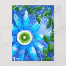 Whimsical Blauwgroen Blauw Groen Bloemen Bloemen Briefkaart