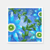 Whimsical Blauwgroen Blauw Groen Bloemen Bloemen