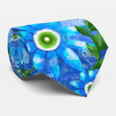 Whimsical Blauwgroen Blauw Groen Bloemen Bloemen Stropdas (Opgerold)