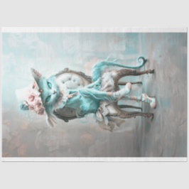 Whimsical Blauwgroen Blue Eyed Cat Decoupage Tissuepapier