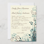 Whimsical Blauwgroen & Brown Swirl Wedding Invitat Kaart (Voorkant)