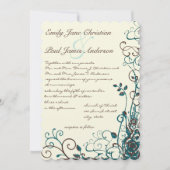 Whimsical Blauwgroen & Brown Swirl Wedding Invitat Kaart (Voorkant)