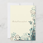 Whimsical Blauwgroen & Brown Swirl Wedding Invitat Kaart (Achterkant)