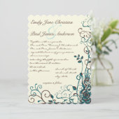 Whimsical Blauwgroen & Brown Swirl Wedding Invitat Kaart (Staand voorkant)