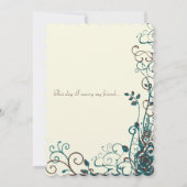 Whimsical Blauwgroen & Brown Swirl Wedding Invitat Kaart (Achterkant)